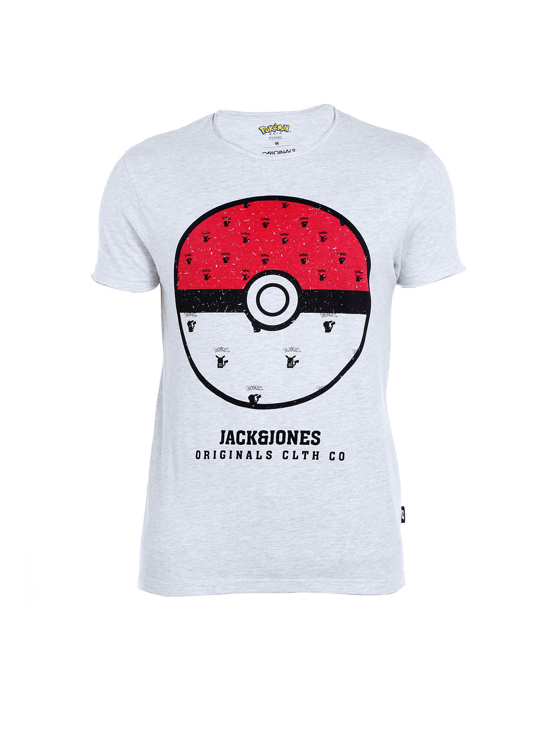 X Pokemon White Poke Ball Print Crew Neck T-Shirt