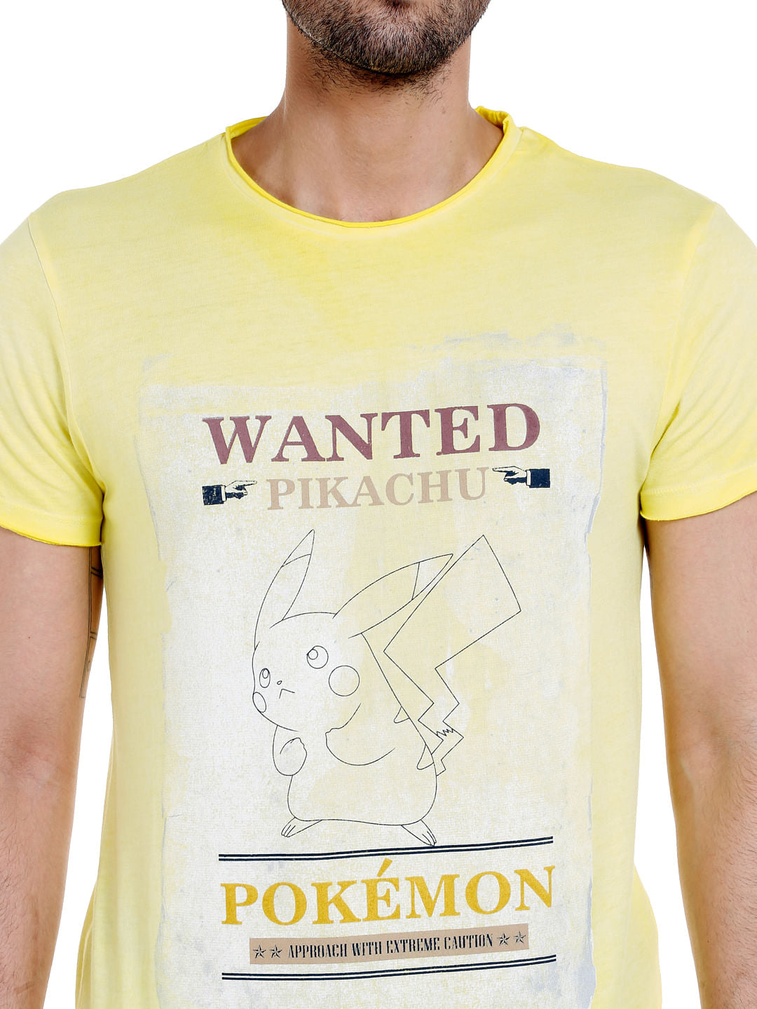 X Pokemon Yellow Pikachu Print Crew Neck T-Shirt