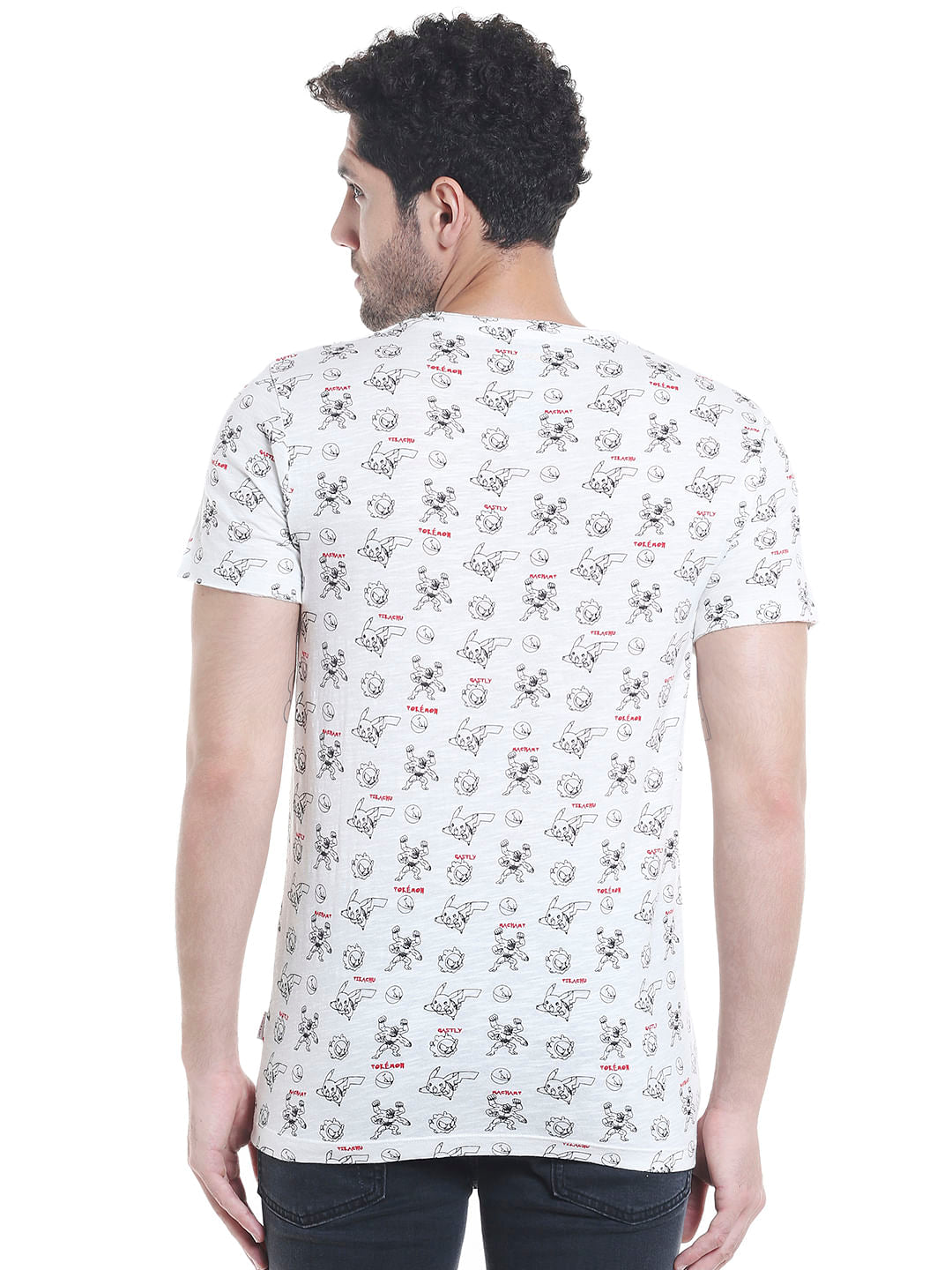 X Pokemon White All Over Print V-Neck T-Shirt