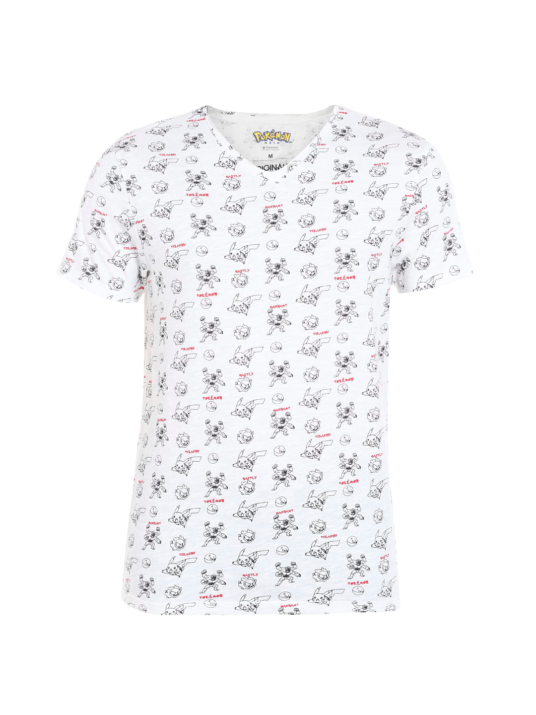 X Pokemon White All Over Print V-Neck T-Shirt