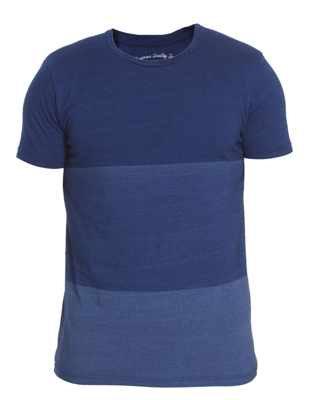 Blue Colour Blocked Crew Neck T-Shirt