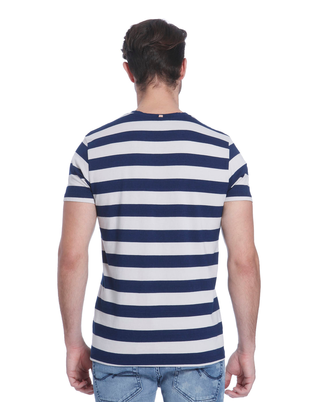 Navy Blue Striped Sailor Crew Neck T-Shirt