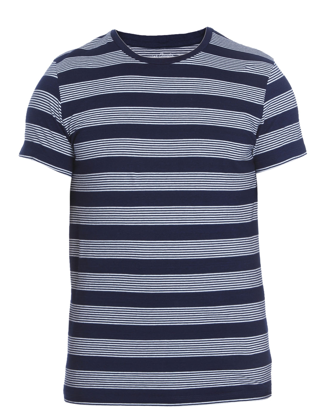 Dark Blue Striped Crew Neck T-Shirt