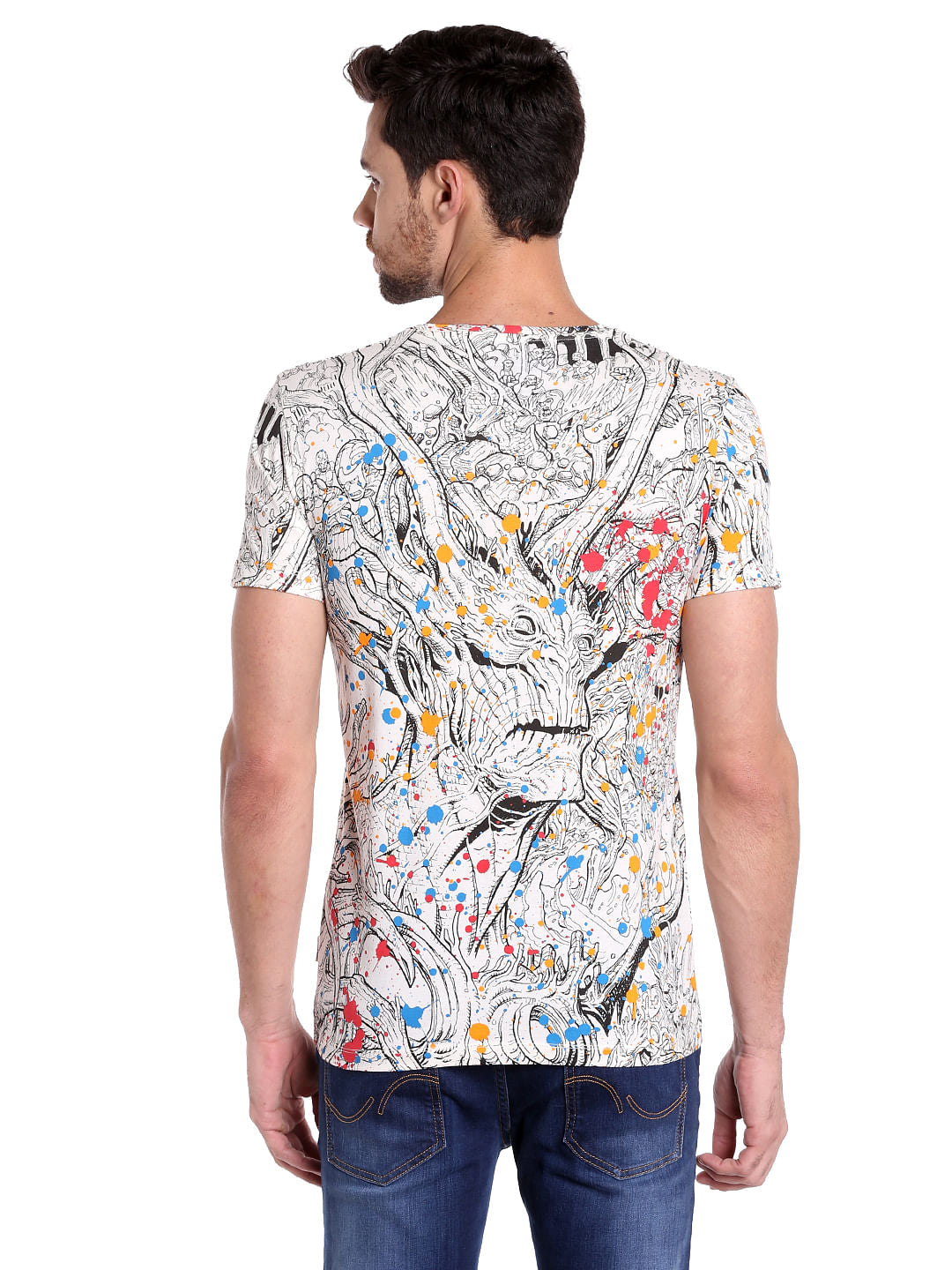 X Guardians Of The Galaxy All Over Print White Crew Neck T-Shirt