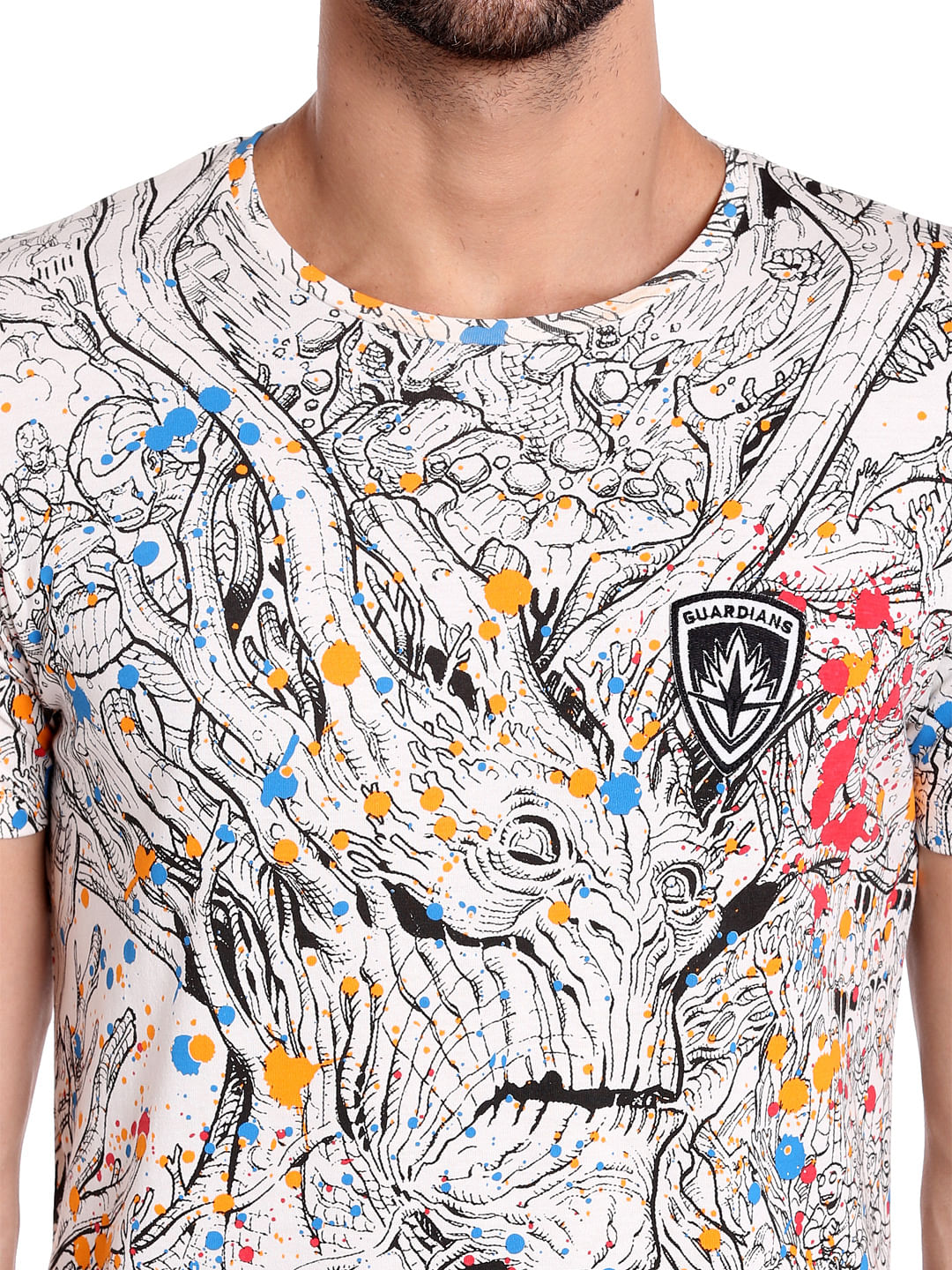 X Guardians Of The Galaxy All Over Print White Crew Neck T-Shirt