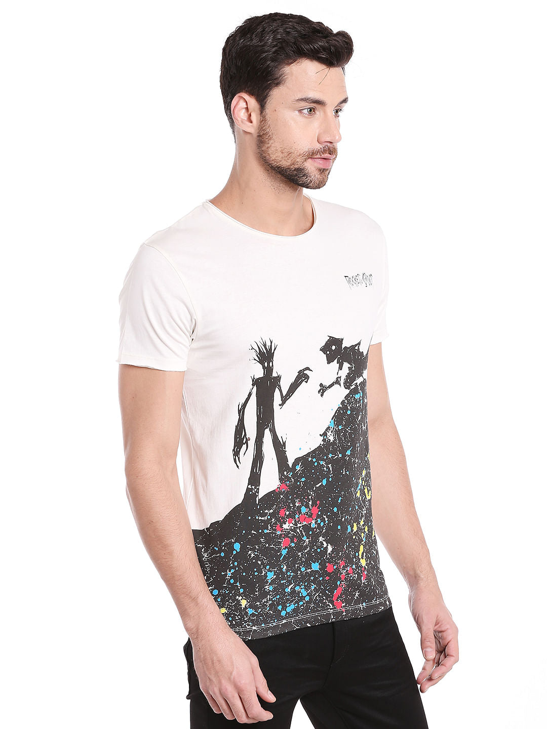 X Guardians Of The Galaxy Rocket Raccoon And Groot Print White Crew Neck T-Shirt