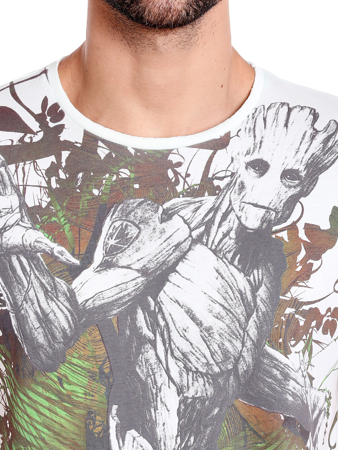 X Guardians Of The Galaxy White Groot Print Crew Neck T-Shirt