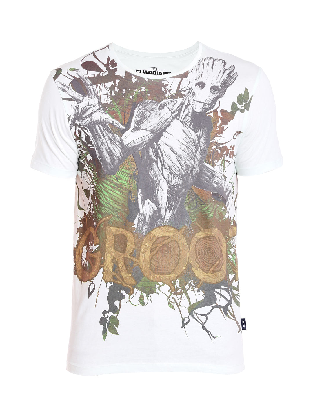 X Guardians Of The Galaxy White Groot Print Crew Neck T-Shirt