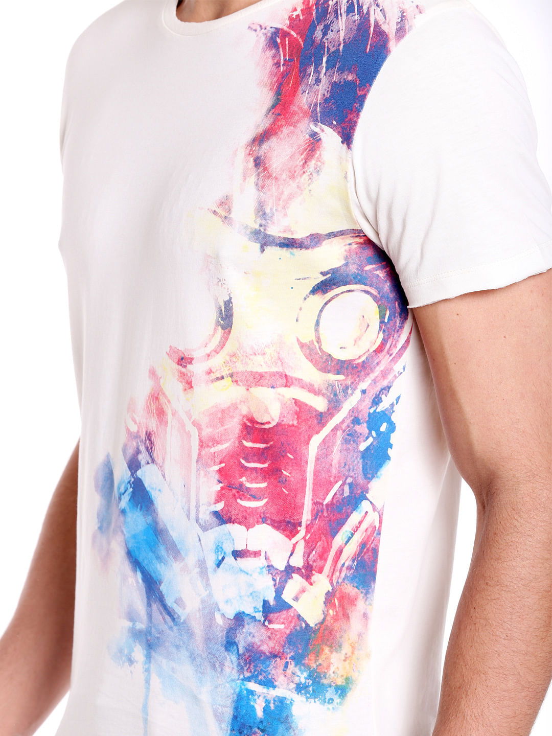 X Guardians Of The Galaxy Graphic Print White Crew Neck T-Shirt