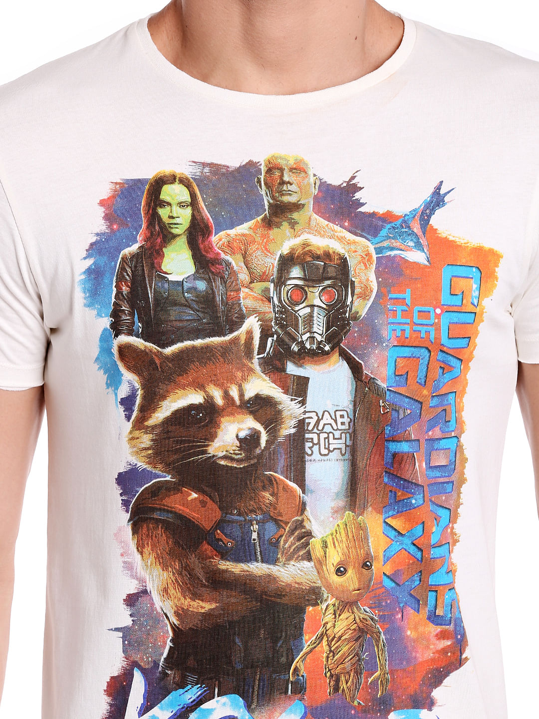 X Guardians Of The Galaxy Graphic Print White Crew Neck T-Shirt