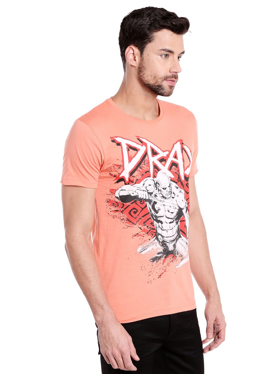 X Guardians Of The Galaxy Coral Drax Print Crew Neck T-Shirt