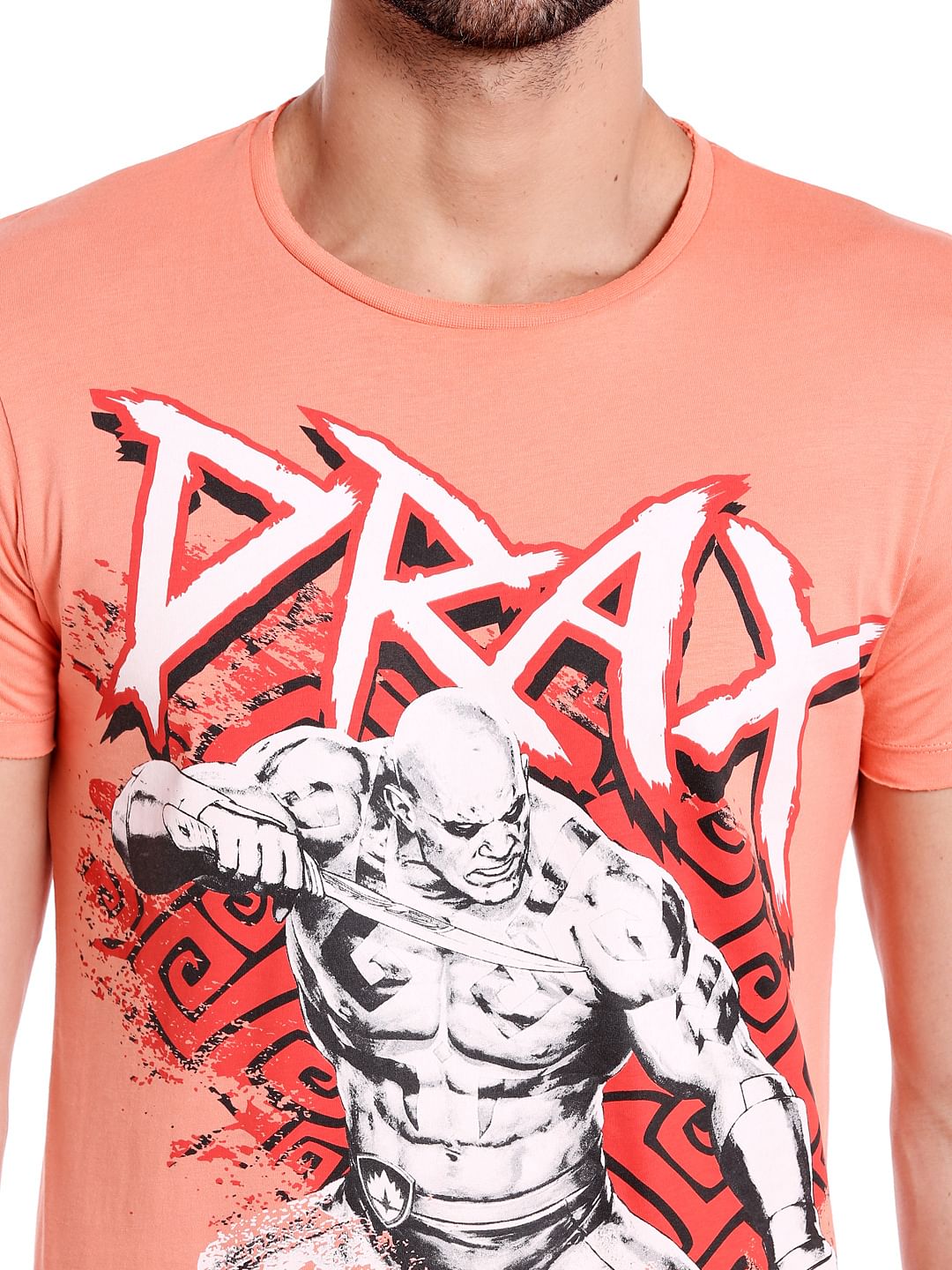 X Guardians Of The Galaxy Coral Drax Print Crew Neck T-Shirt