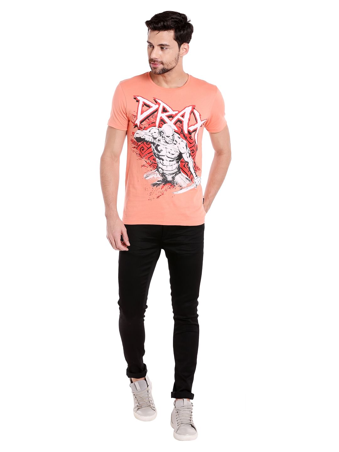 X Guardians Of The Galaxy Coral Drax Print Crew Neck T-Shirt