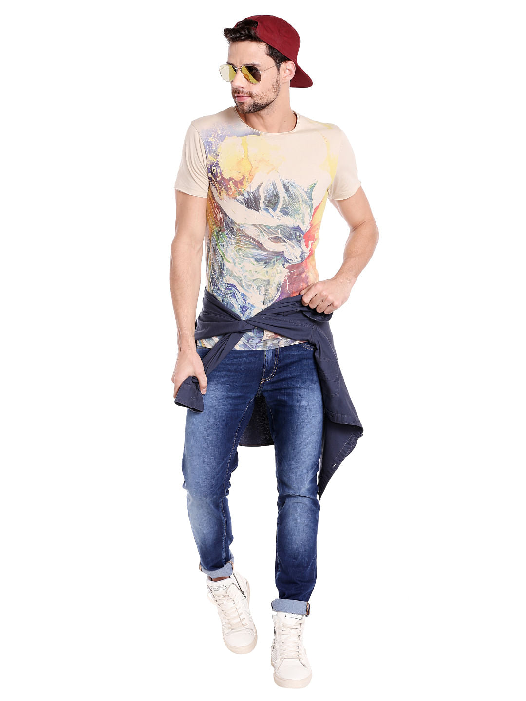 X Guardians Of The Galaxy Beige Graphic Print Crew Neck T-Shirt