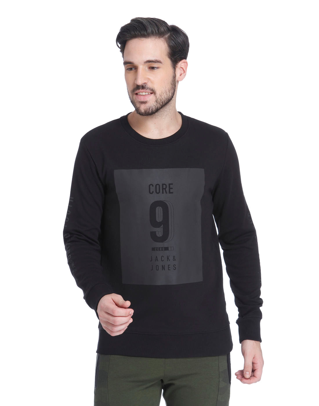 Black Graphic Print Sweatshirt - S