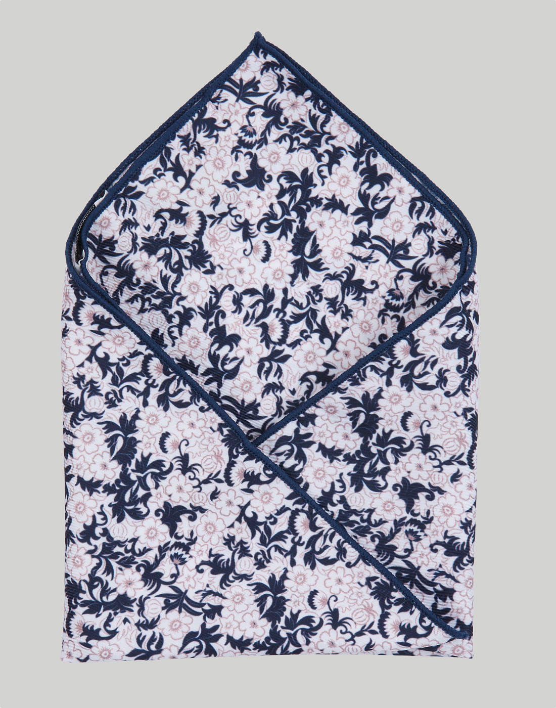 White & Blue Floral Print Pocket Square