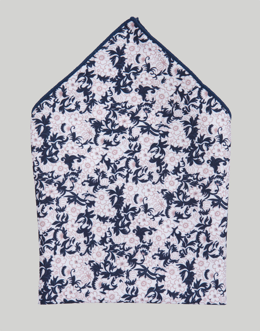 White & Blue Floral Print Pocket Square