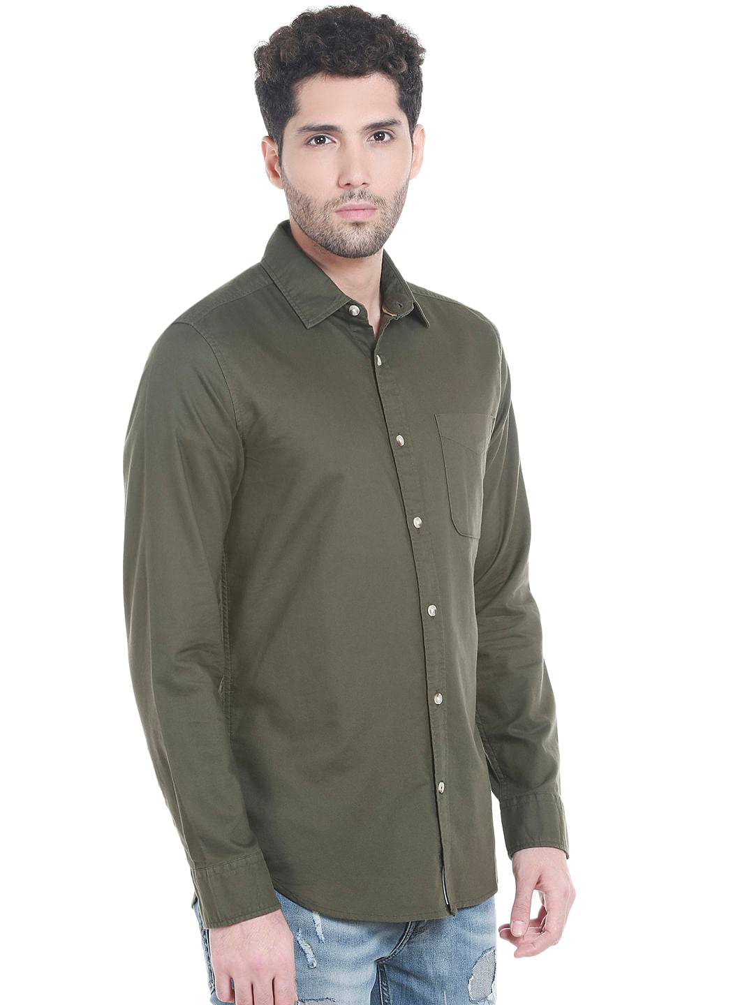 Olive Green Slim Fit Shirt