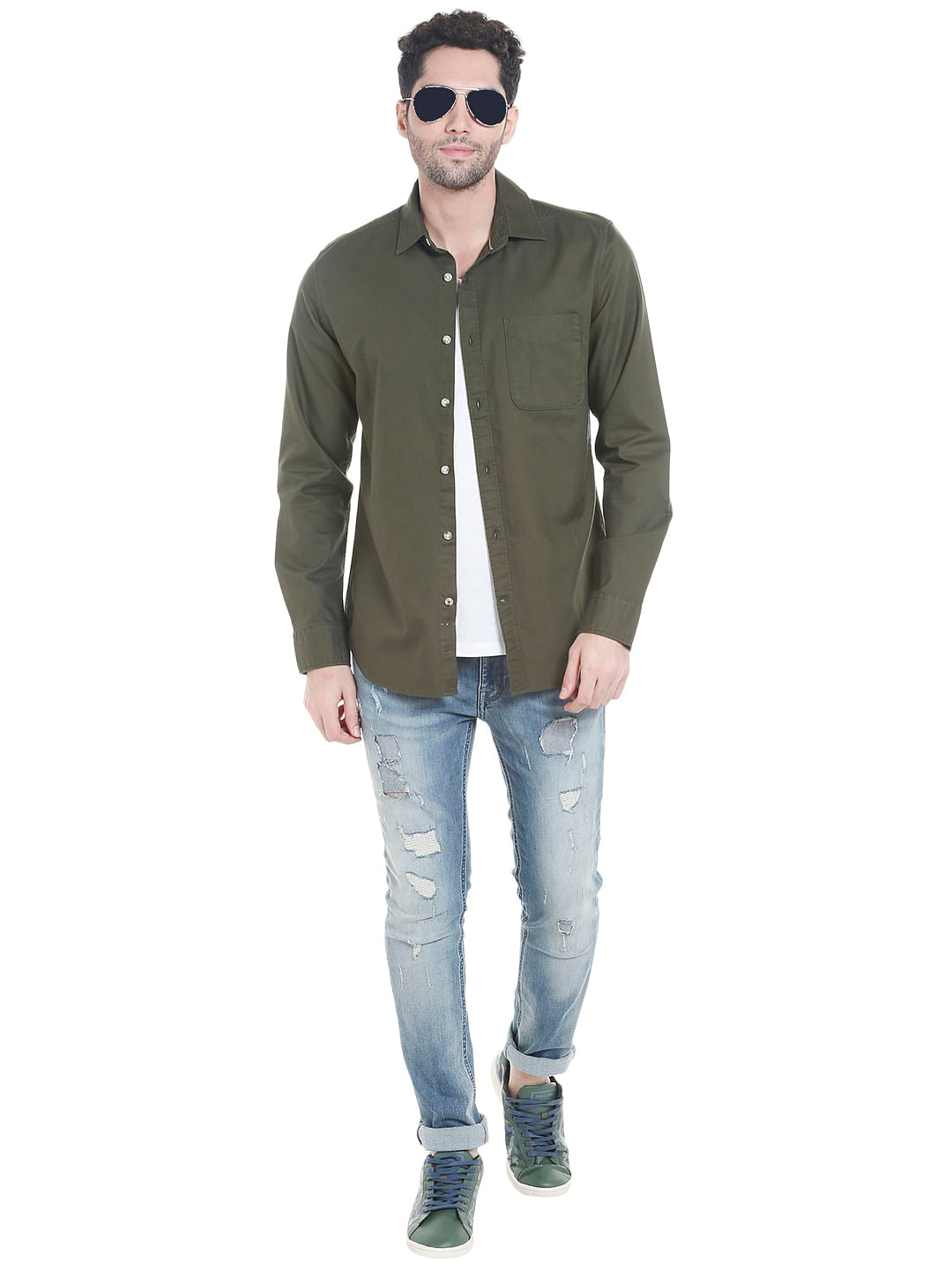 Olive Green Slim Fit Shirt