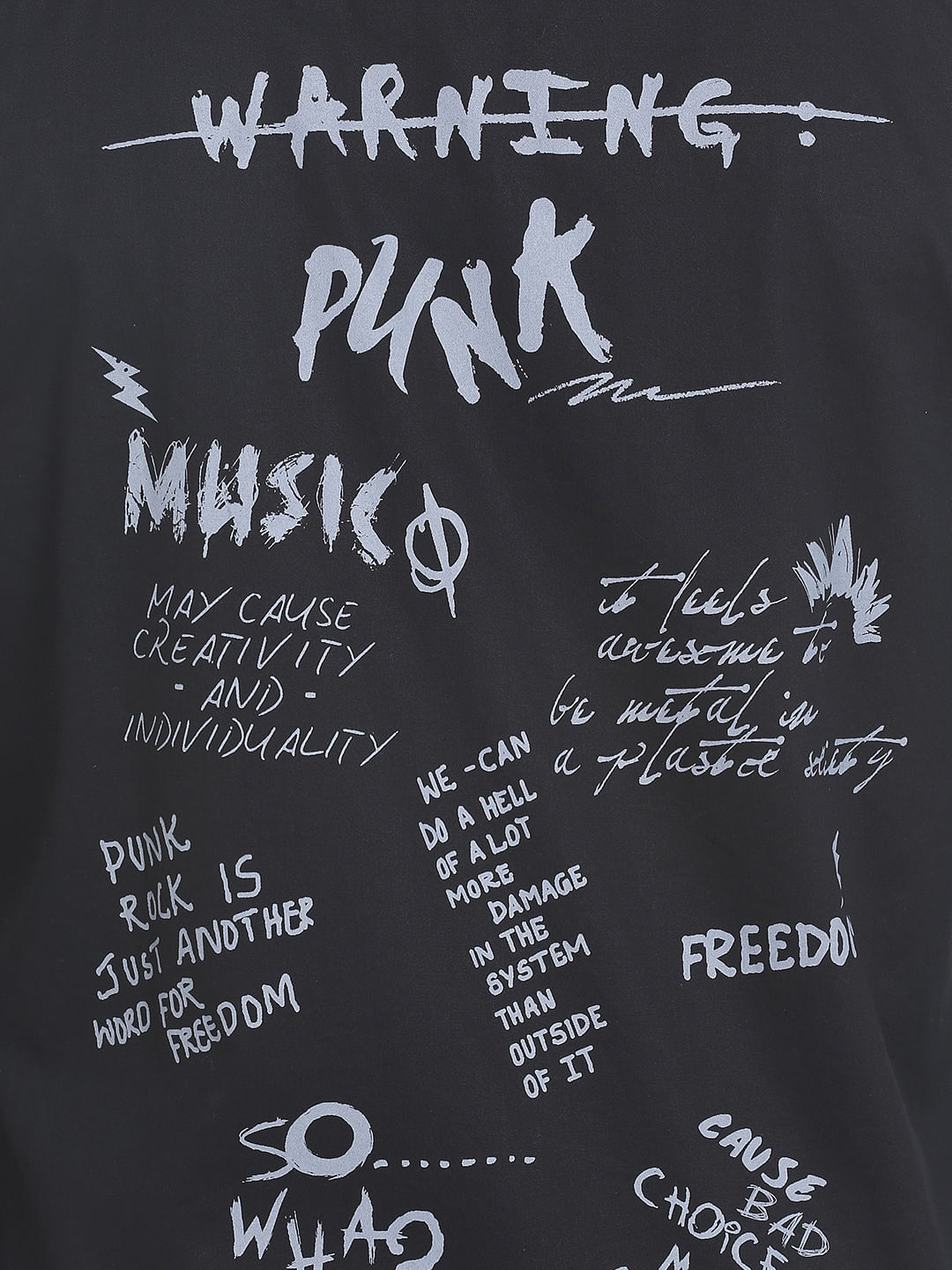 Black Slogan Print Slim Fit Shirt