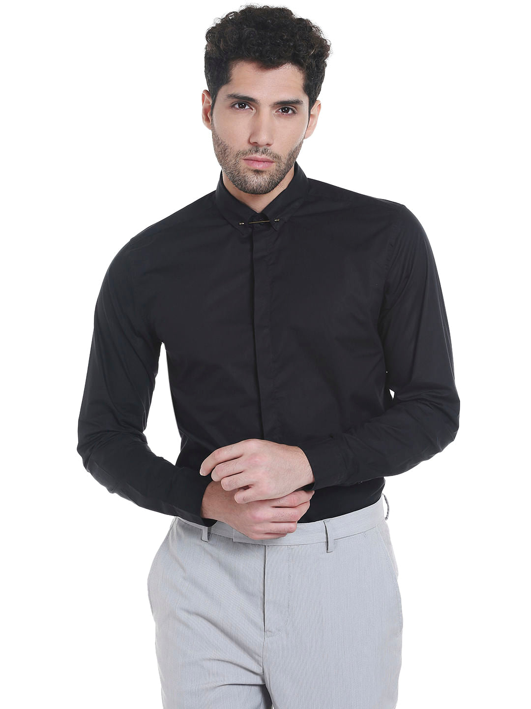 Black Slim Fit Shirt - S