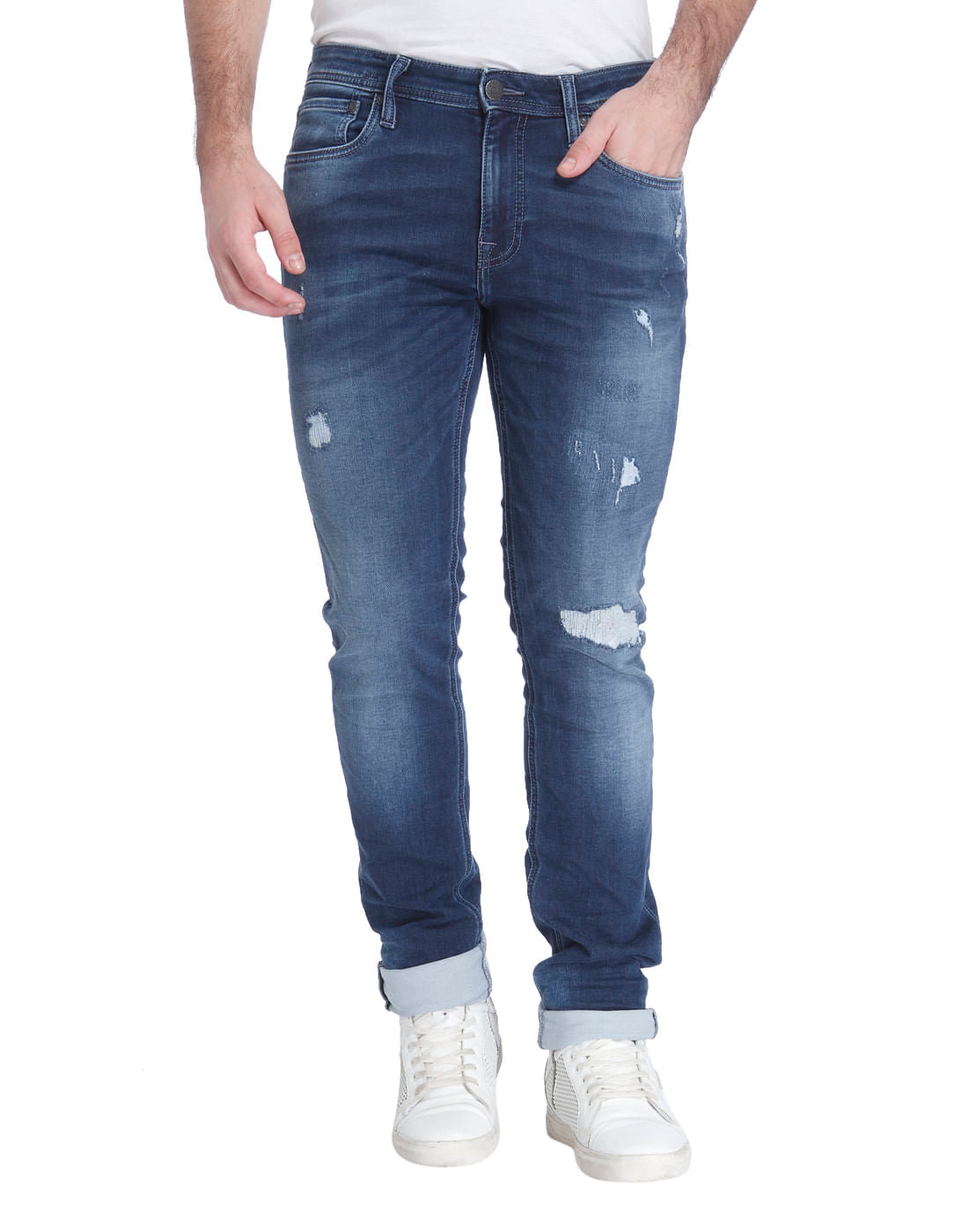 Dark Blue Distressed Skinny Jeans - 28/32