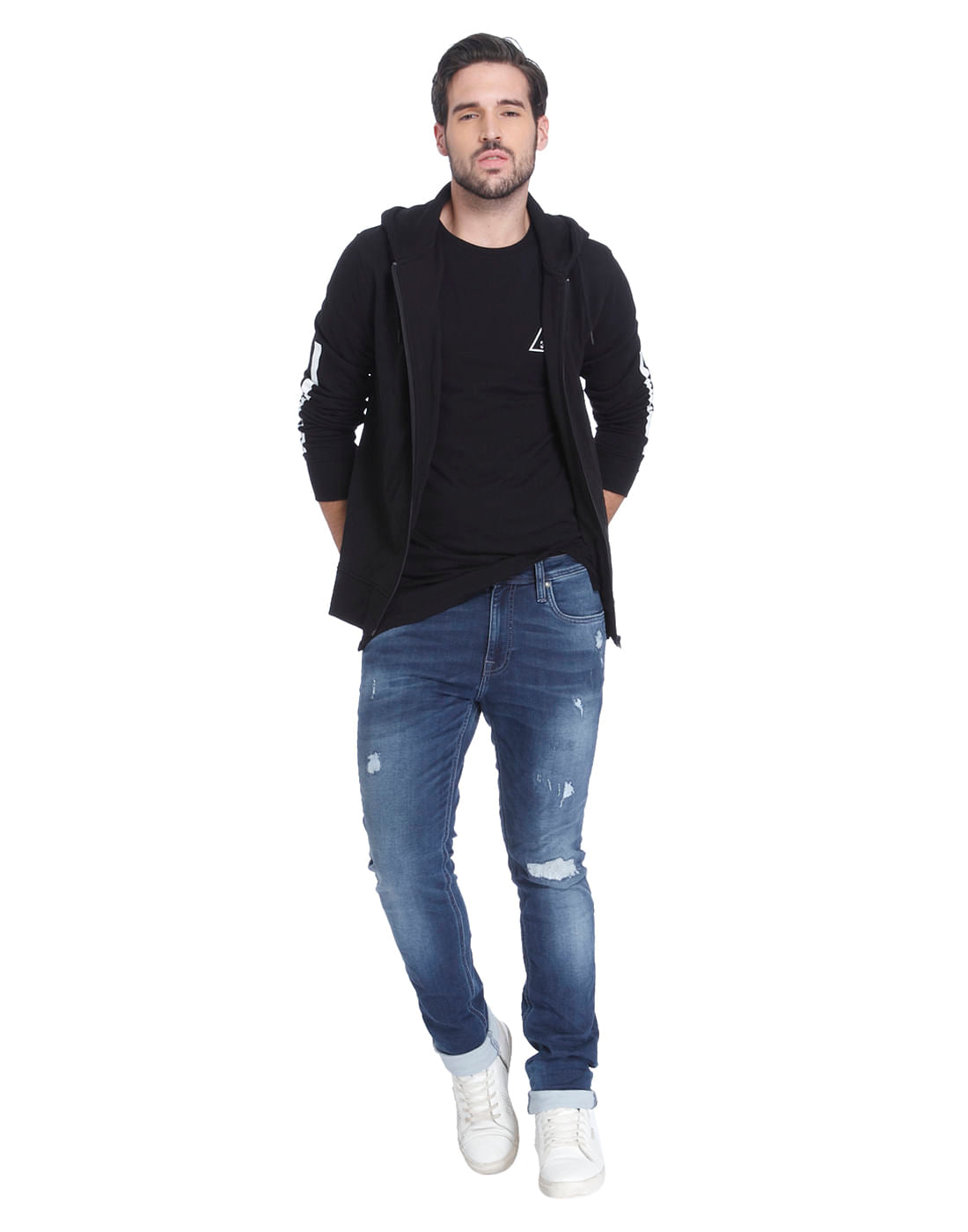 Dark Blue Distressed Skinny Jeans