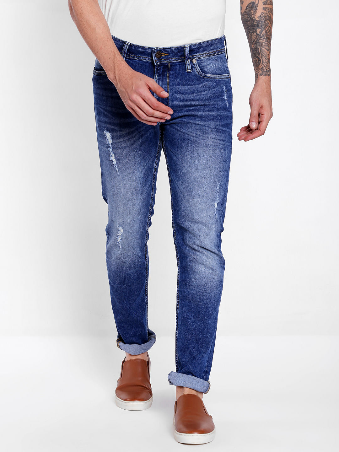 Dark Blue Distressed Skinny Jeans - 28/32