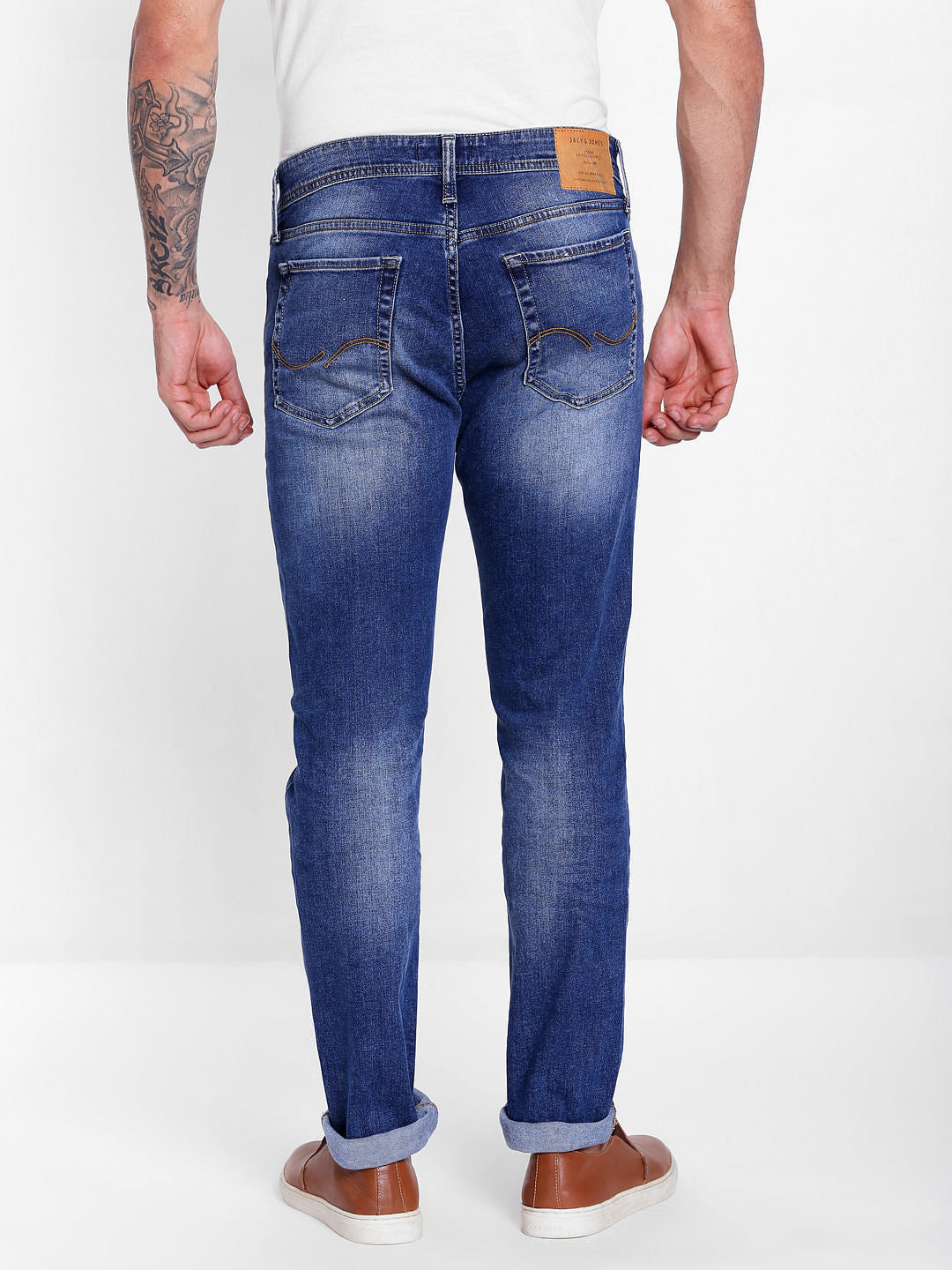 Dark Blue Distressed Skinny Jeans
