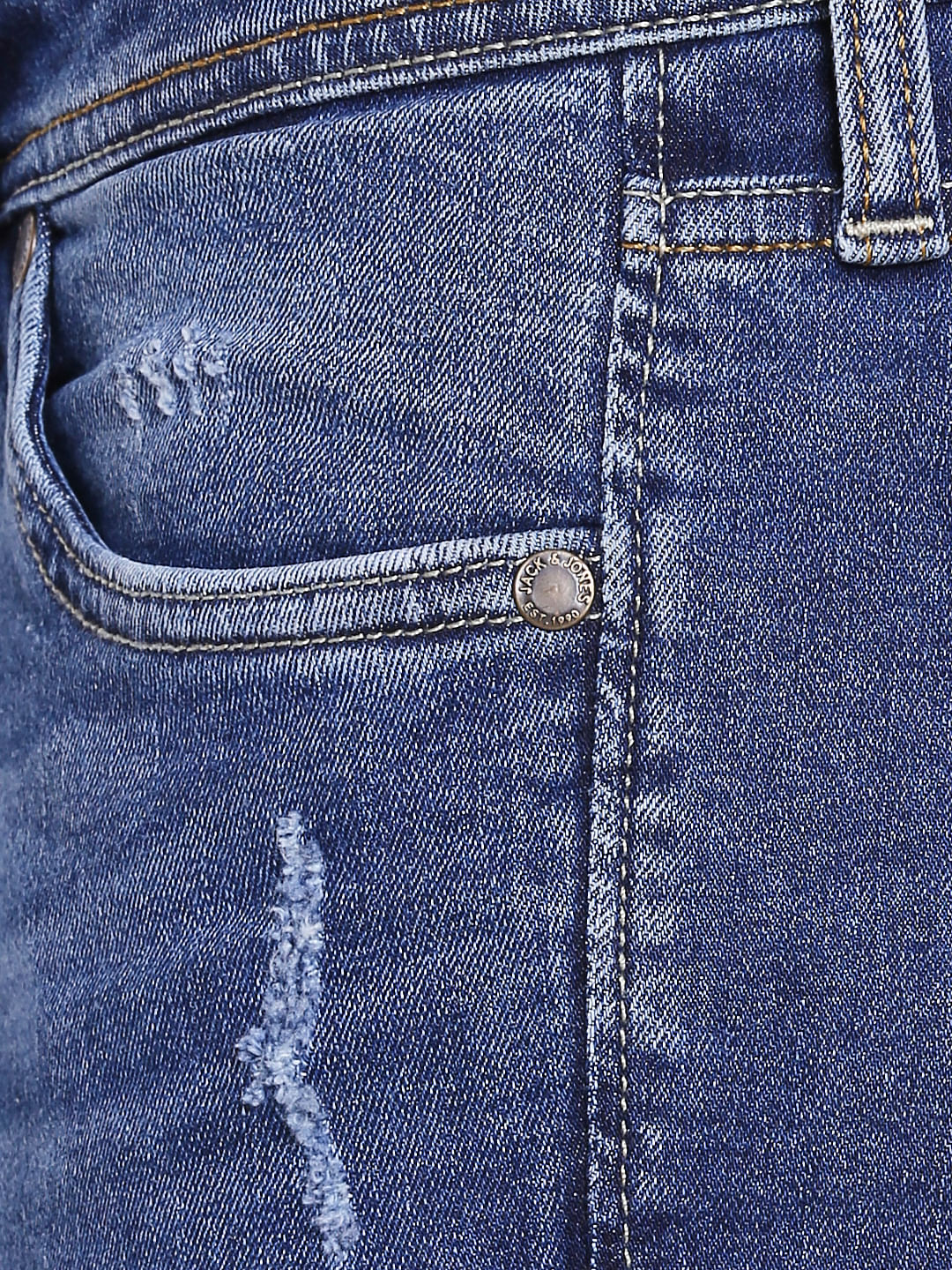 Dark Blue Distressed Skinny Jeans