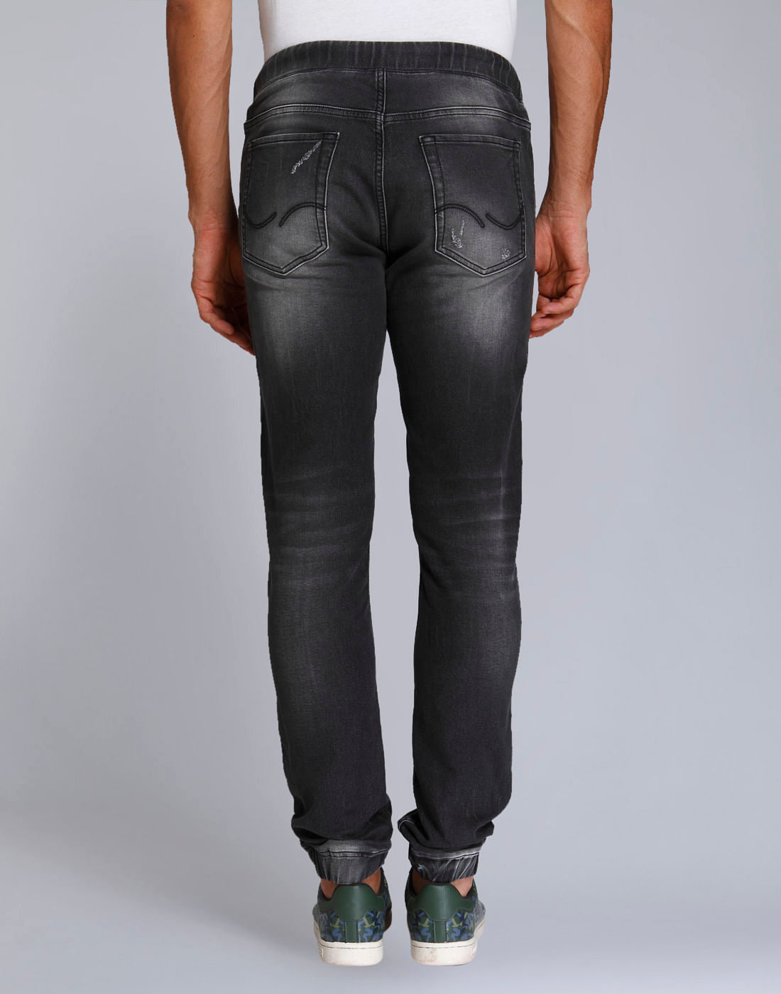 Grey Mild Distressed Skinny Fit Denim Joggers