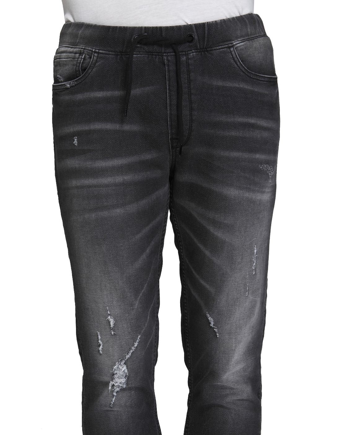 Grey Mild Distressed Skinny Fit Denim Joggers