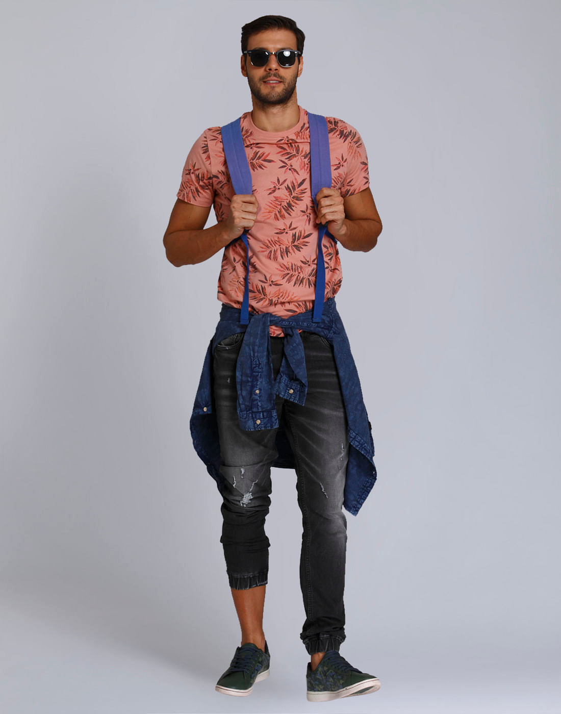 Grey Mild Distressed Skinny Fit Denim Joggers