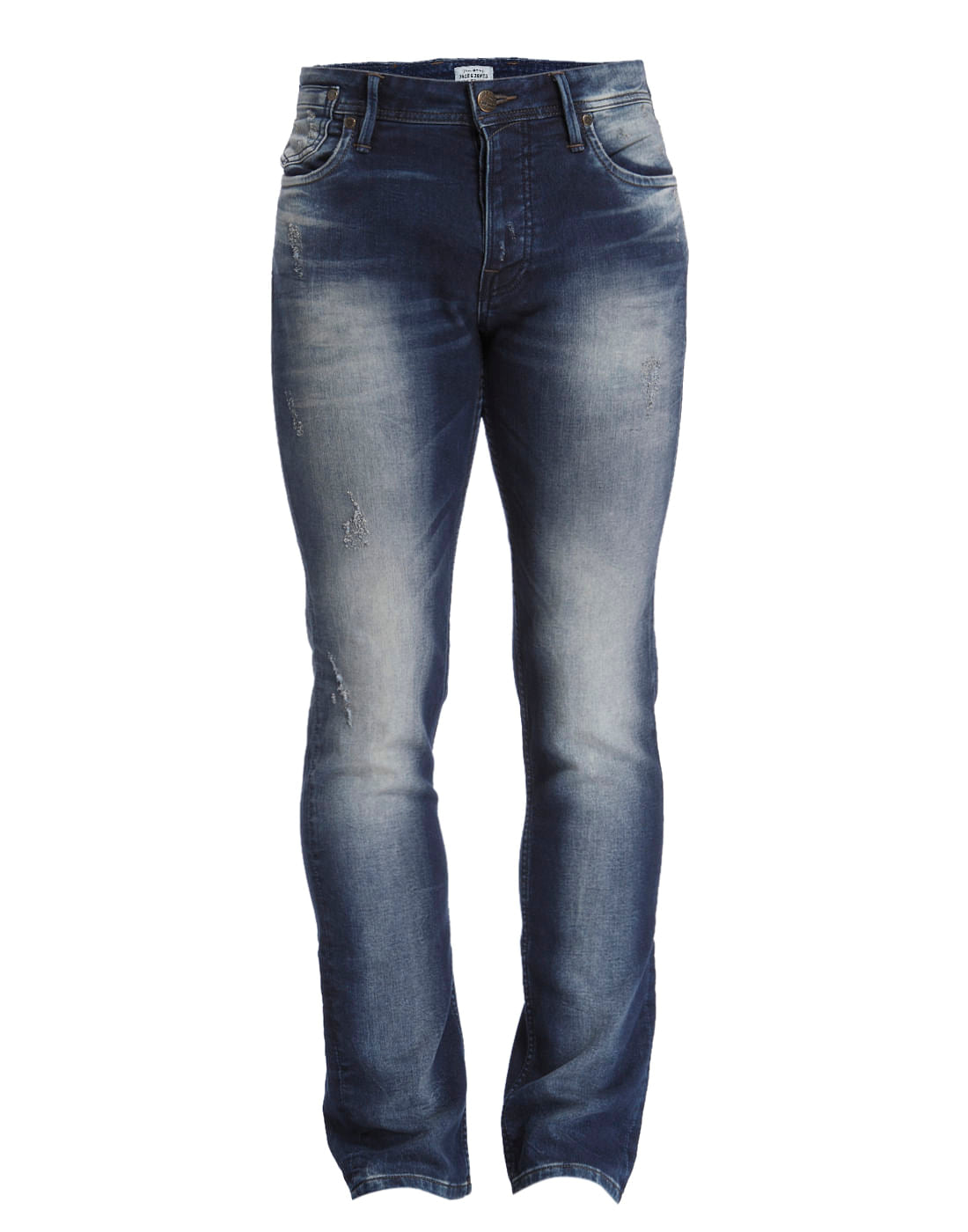 Blue Mild Distressed Mid Rise Regular Fit Jeans