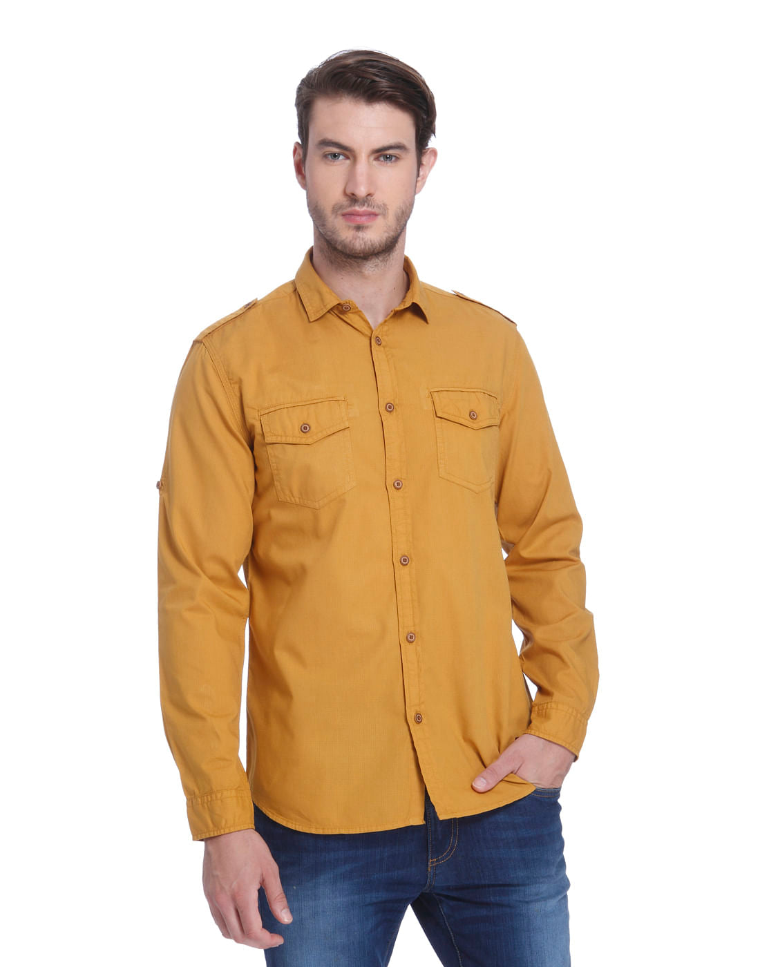 Mustard Slim Fit Shirt - S