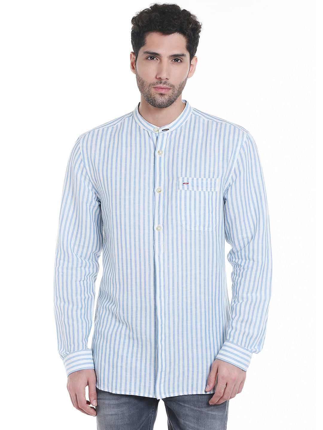 White Striped Linen Shirt - S