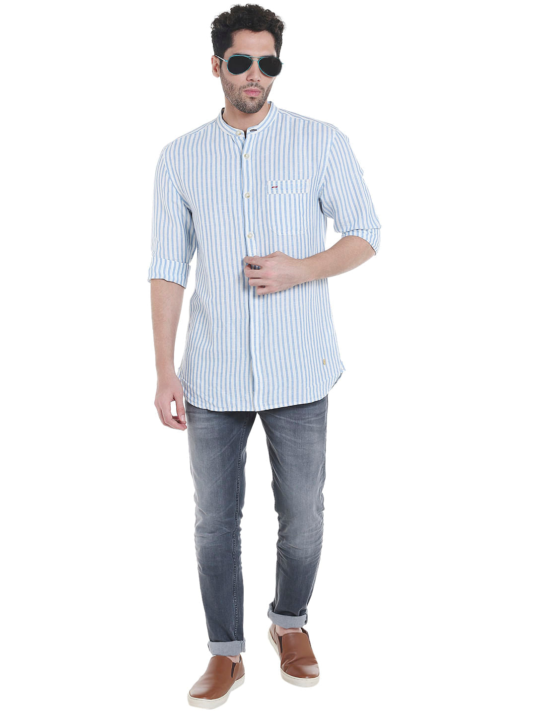 White Striped Linen Shirt