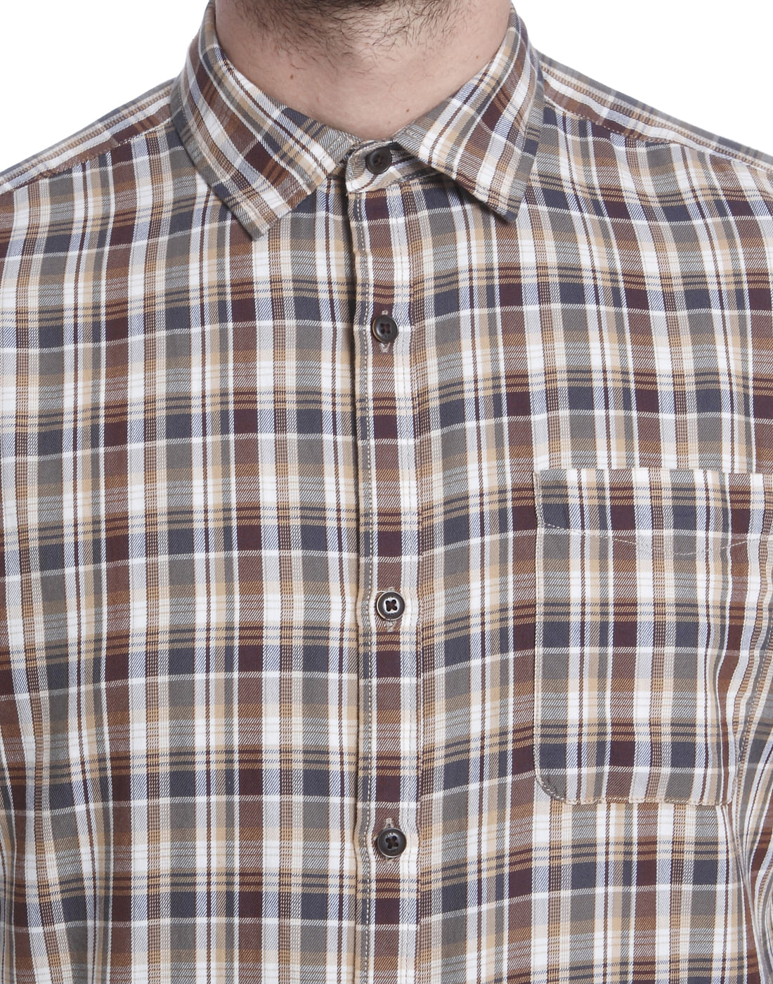 Brown Check Slim Fit Shirt