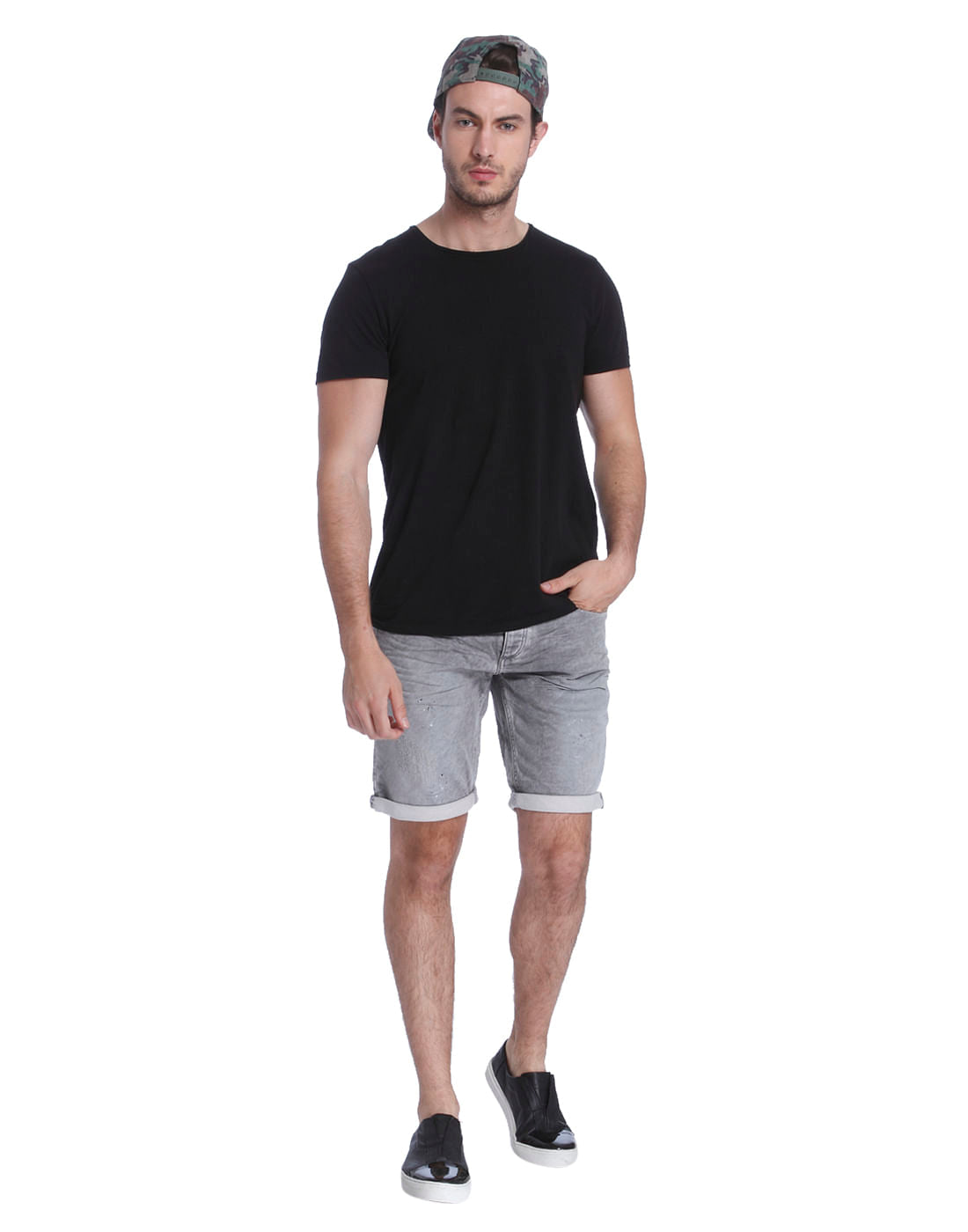Grey Distressed Denim Shorts