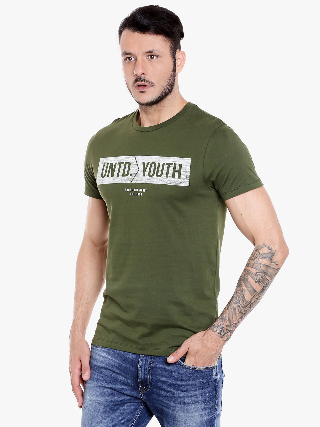 Green Graphic Print Crew Neck T-Shirt