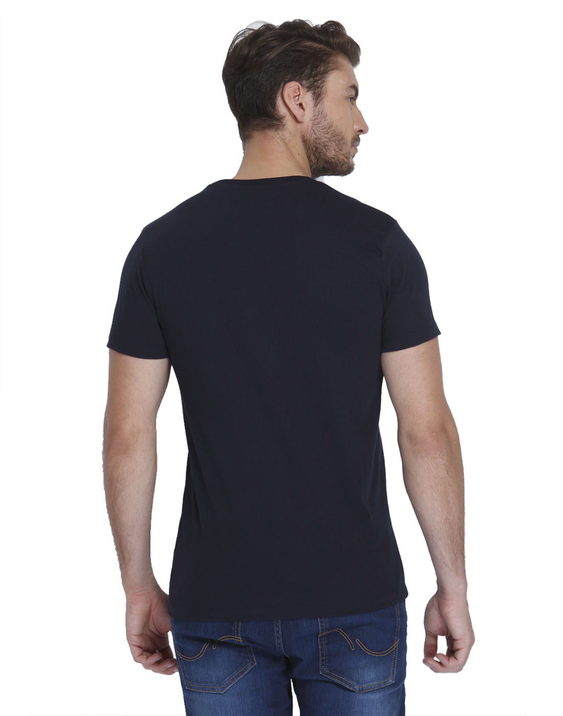 Dark Blue Graphic Print Crew Neck T-Shirt
