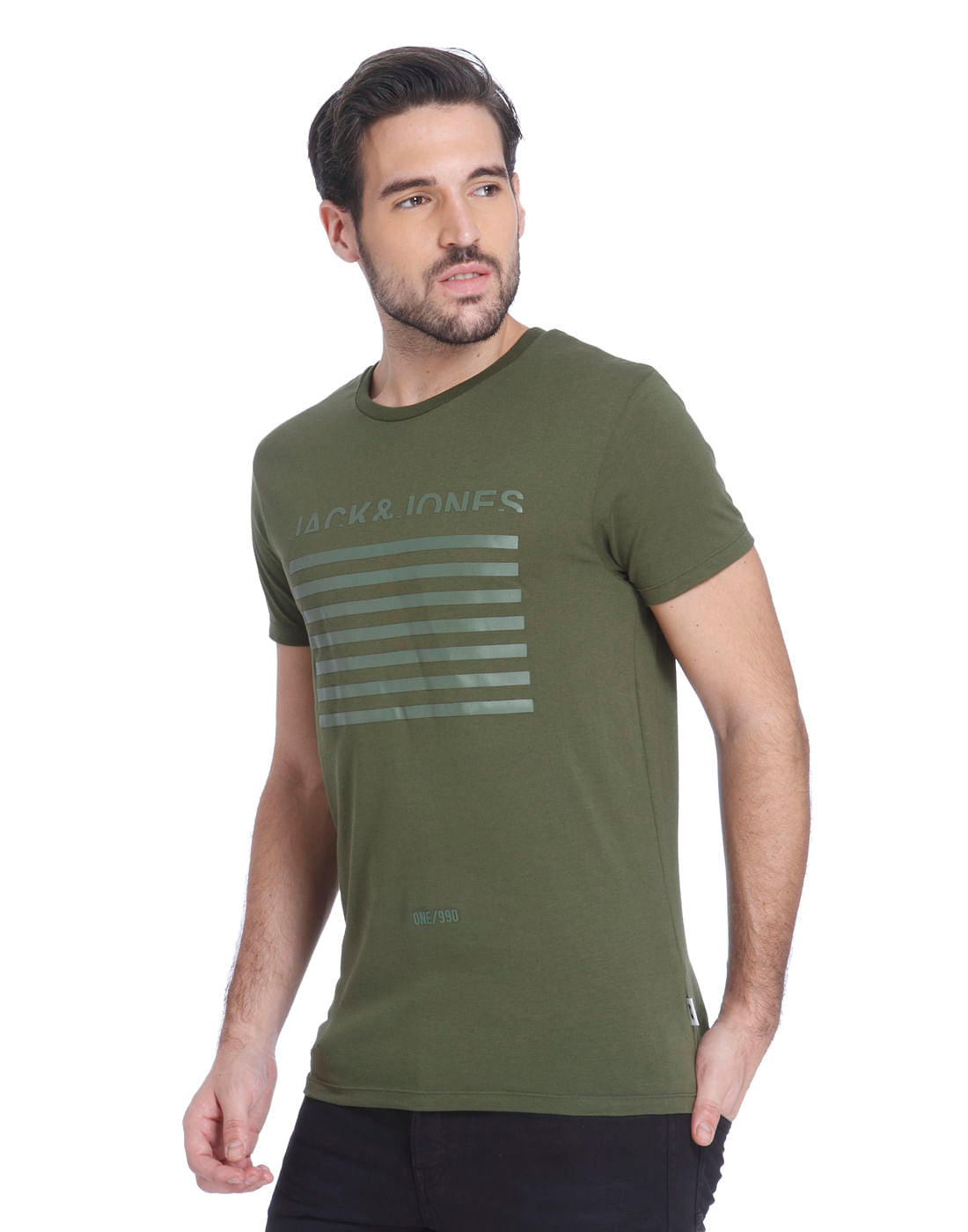 Green Logo Print Crew Neck T-Shirt
