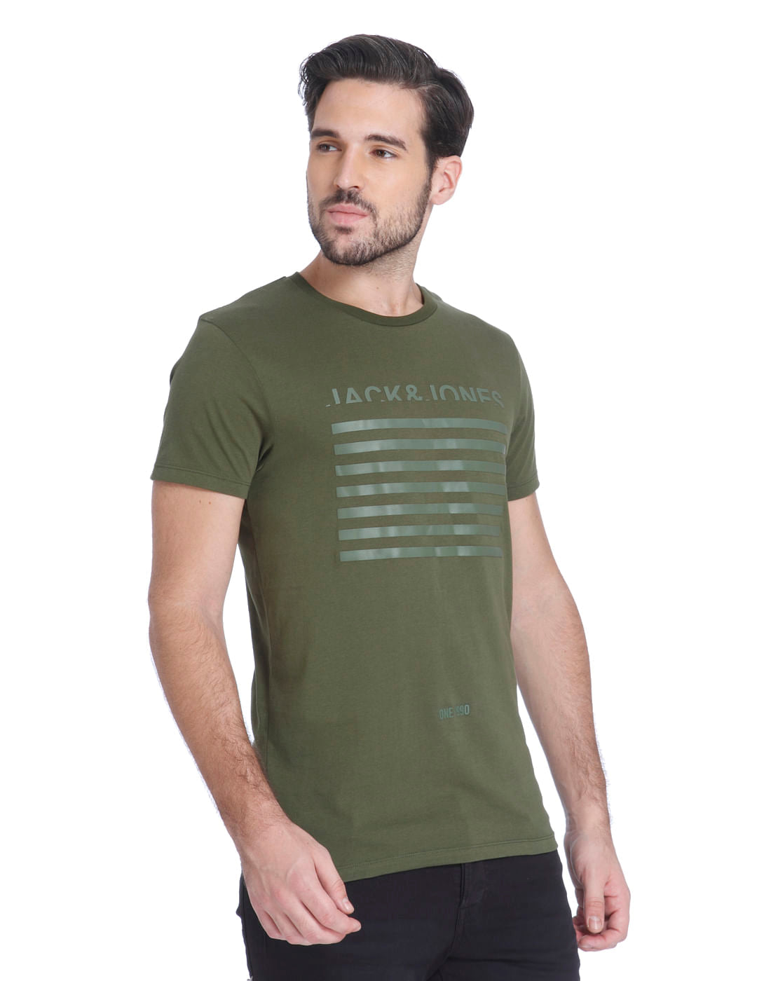 Green Logo Print Crew Neck T-Shirt
