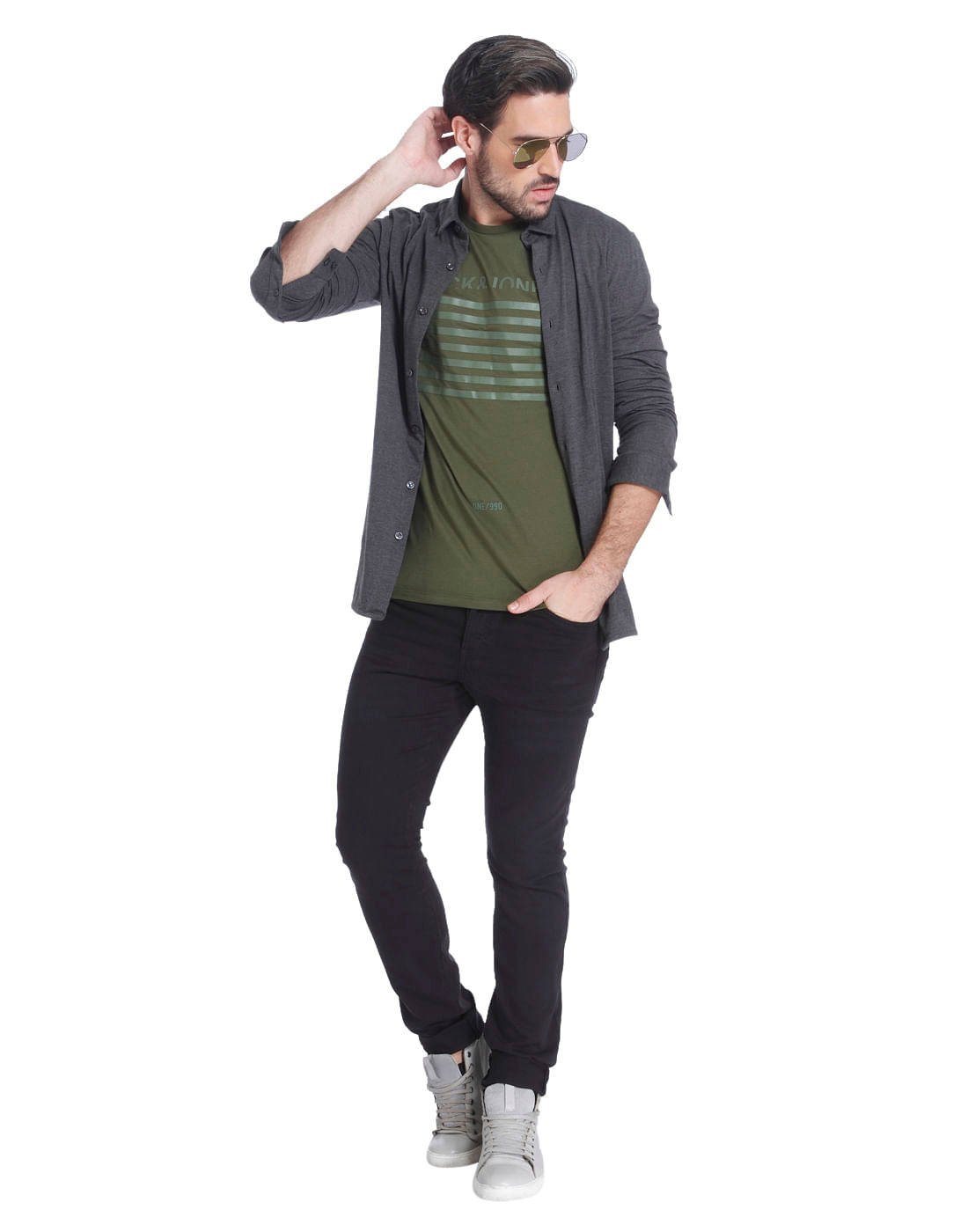 Green Logo Print Crew Neck T-Shirt