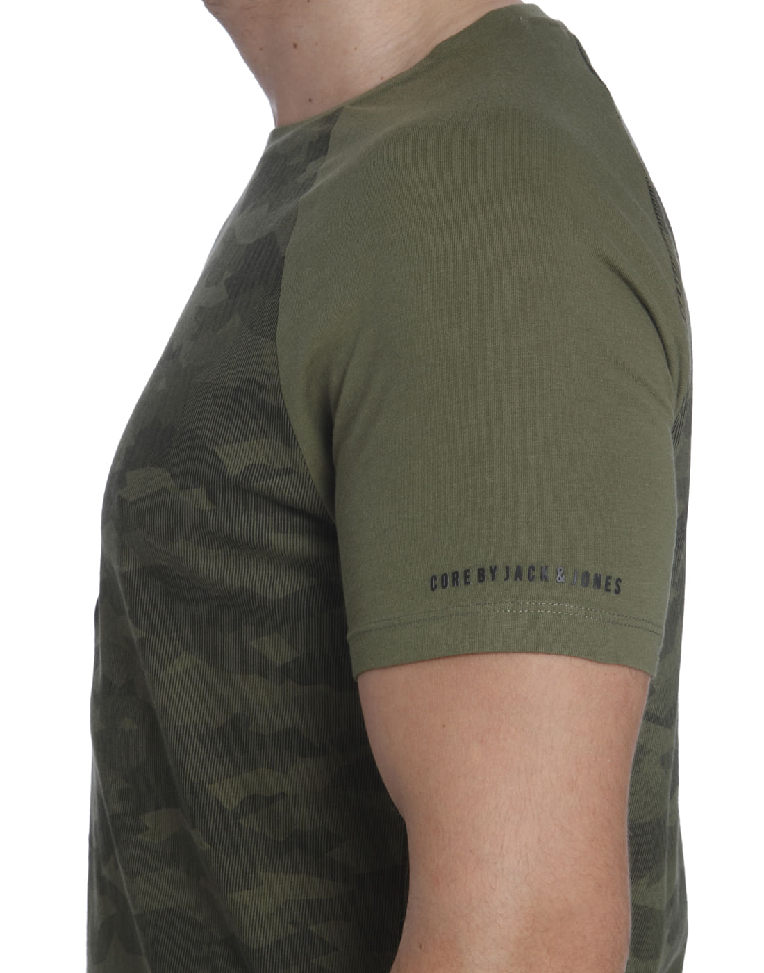 Green Camo Print Crew Neck T-Shirt