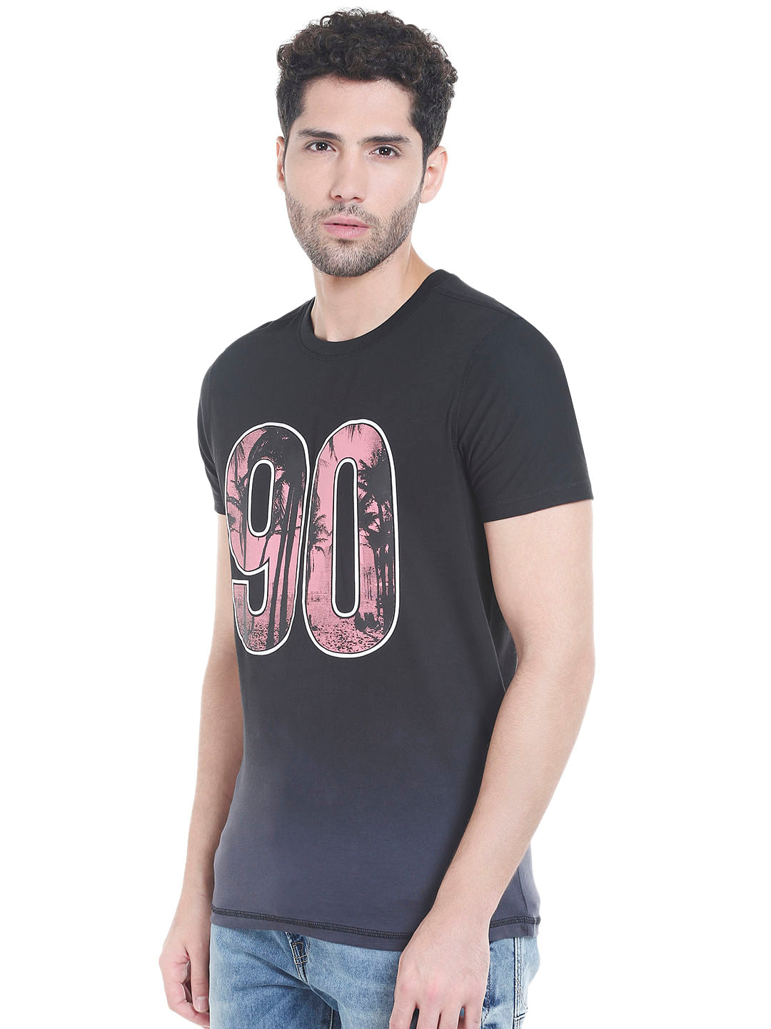 Black Graphic Print Crew Neck T-Shirt