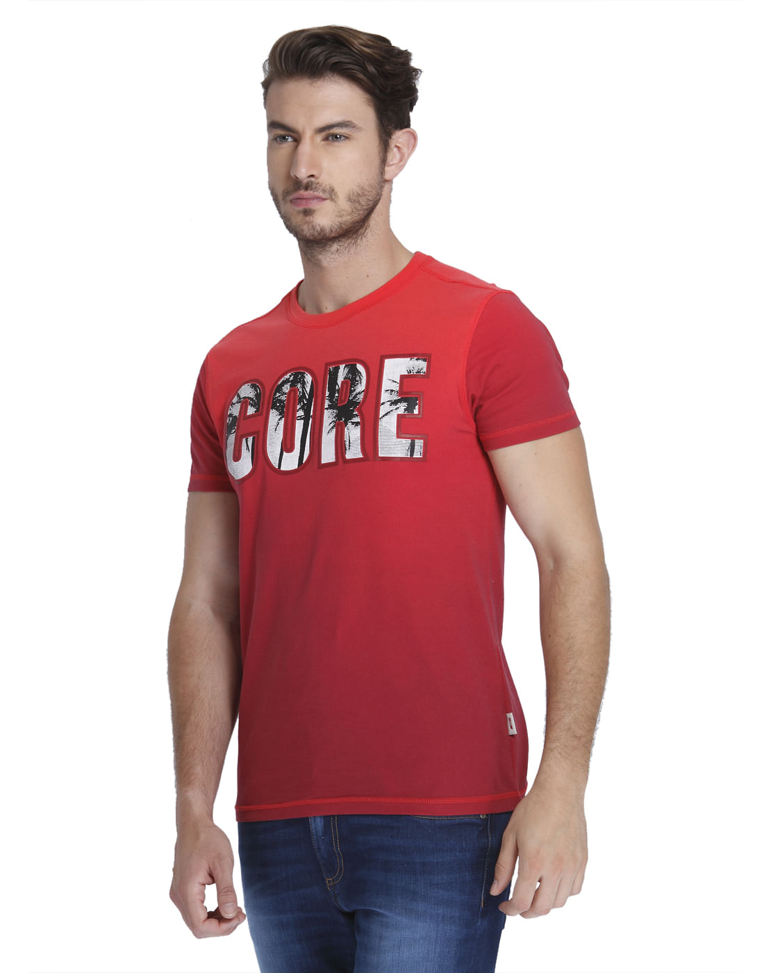 Bright Red Graphic Print Crew Neck T-Shirt