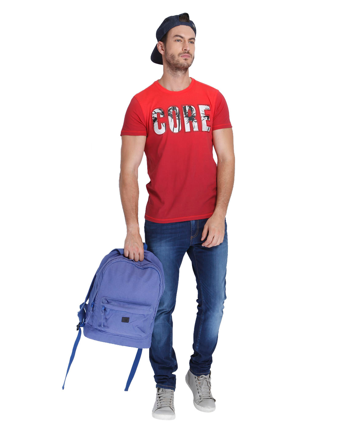 Bright Red Graphic Print Crew Neck T-Shirt