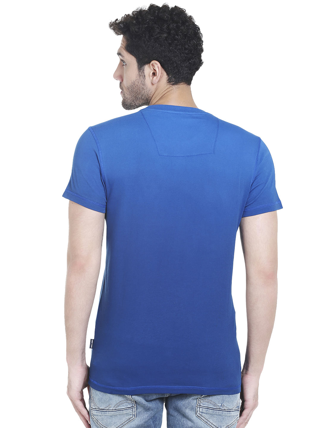 Blue Graphic Print Crew Neck T-Shirt