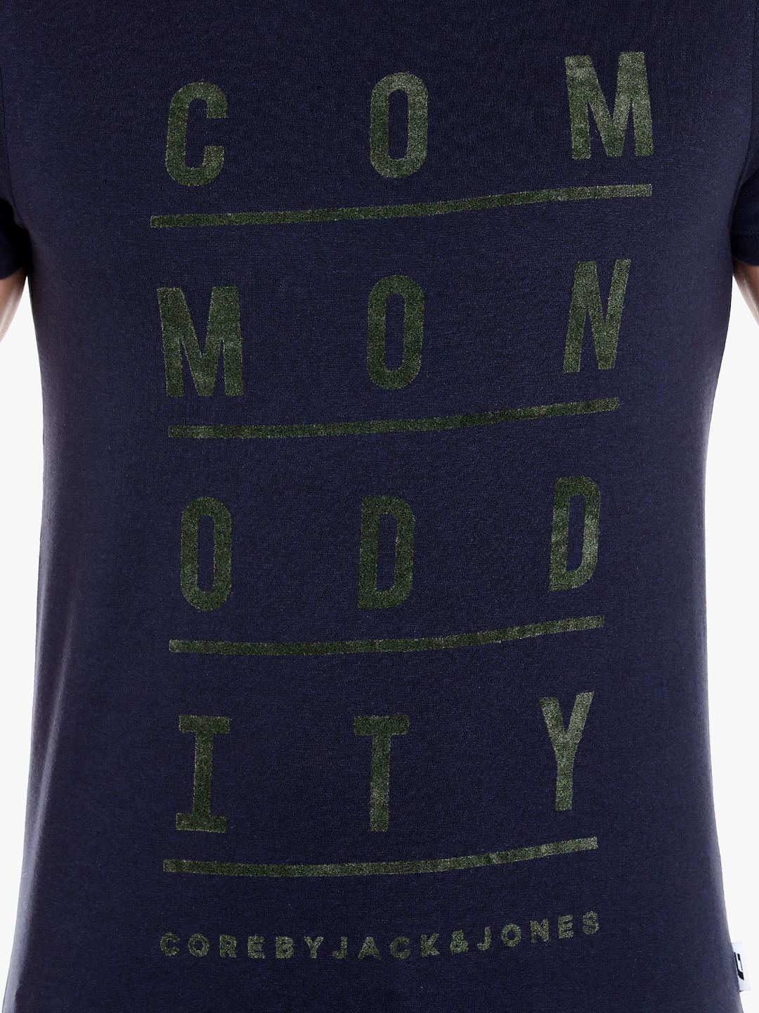 Dark Blue Slogan Print Crew Neck T-Shirt